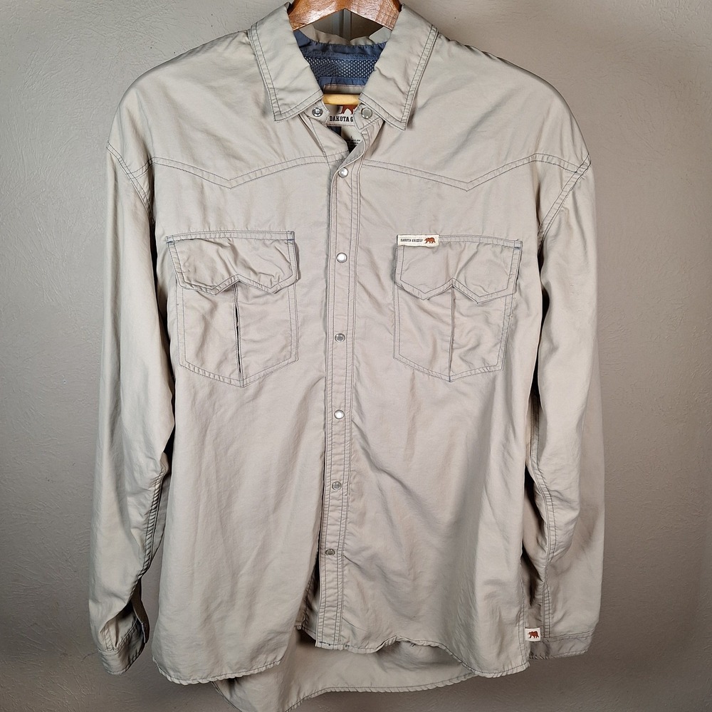 Dakota Grizzly Vented Peal Snap Western Fishing Shirt Nylon‎ Roll Tab Large